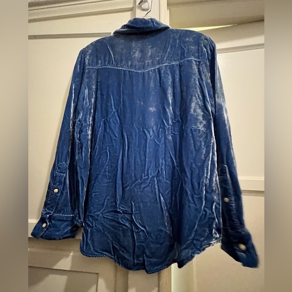 Sundance Anha blue velvet snap collar shirt size small - Picture 5 of 16